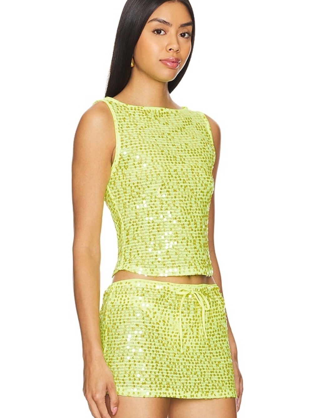 Lovers + Friends
Erin Sequin Top in Lime Green Sequin